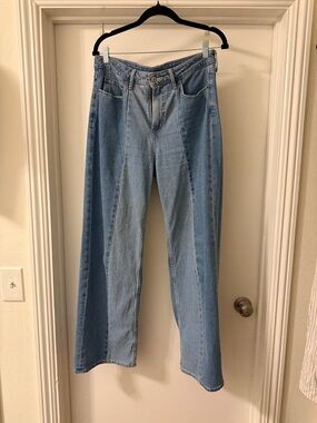 Old Navy Two-Tone Light Blue extra high rise Wide Leg Jeans